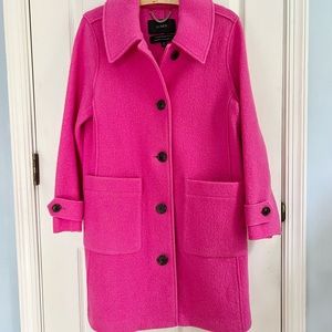 J Crew Women’s Vibrant Pink Italian Boiled Wool Coat size 12 Petite